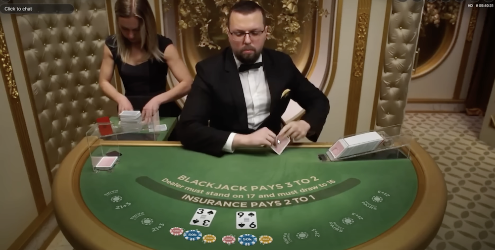 Receive Cards in live blackjack Australia